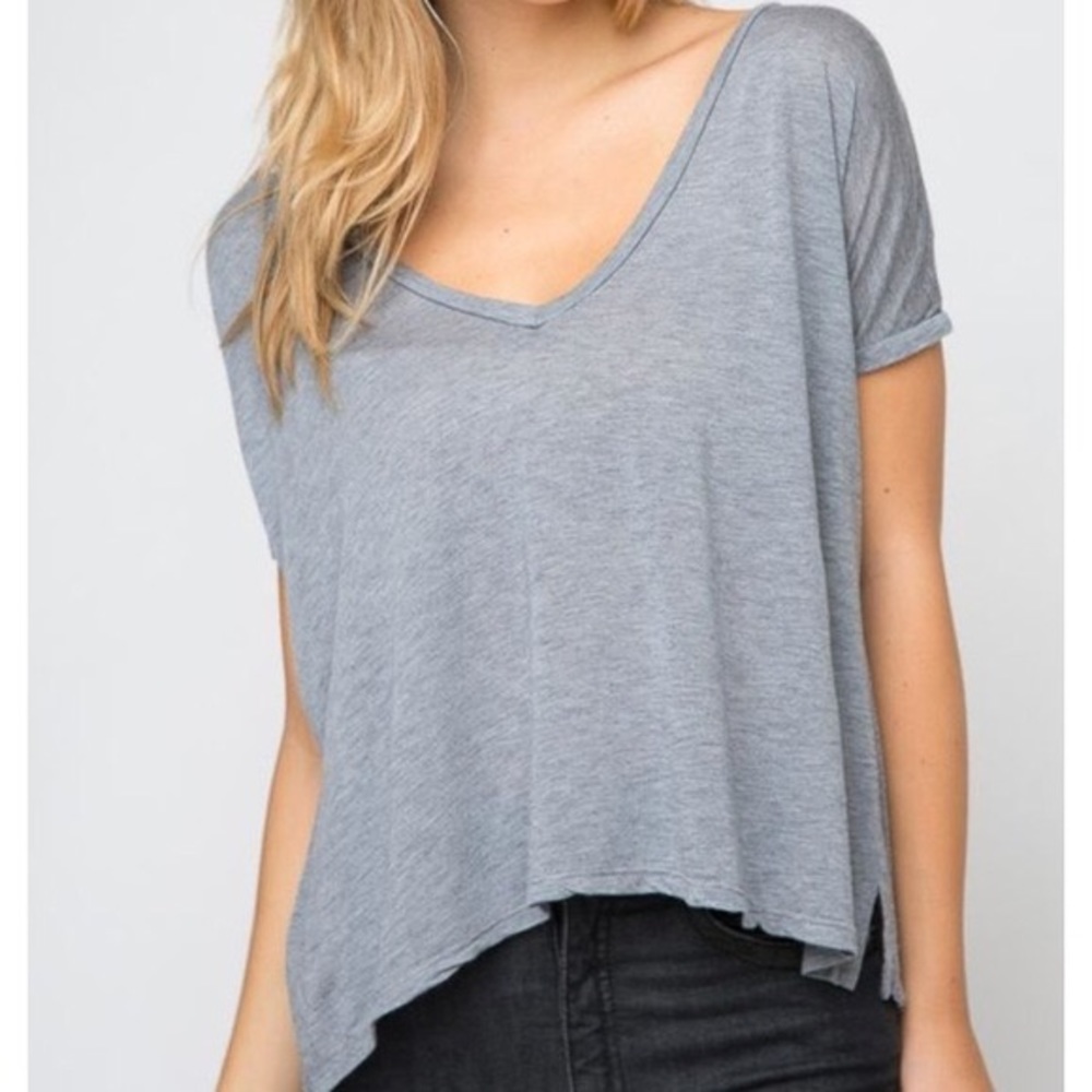 Brandy Melville gray v neck loose tee